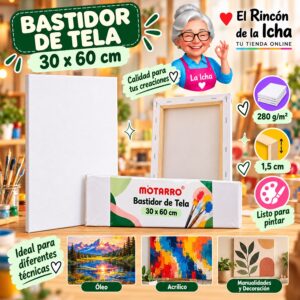 RI-0006054 Bastidor de Tela Blanco Motarro 30 x 60 cm