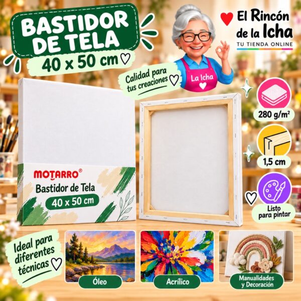 RI-0006056 Bastidor de Tela Blanco Motarro 40 x 50 cm