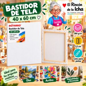 RI-0006057 Bastidor de Tela Blanco Motarro 40 x 60 cm