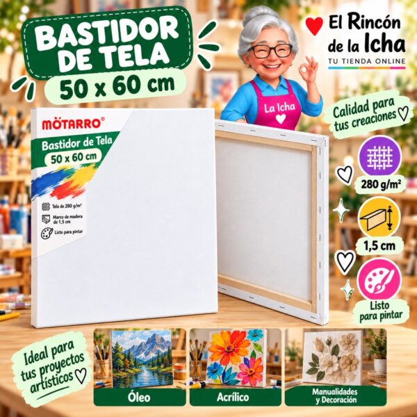 RI-0006058 Bastidor de Tela Blanco Motarro 50 x 60 cm