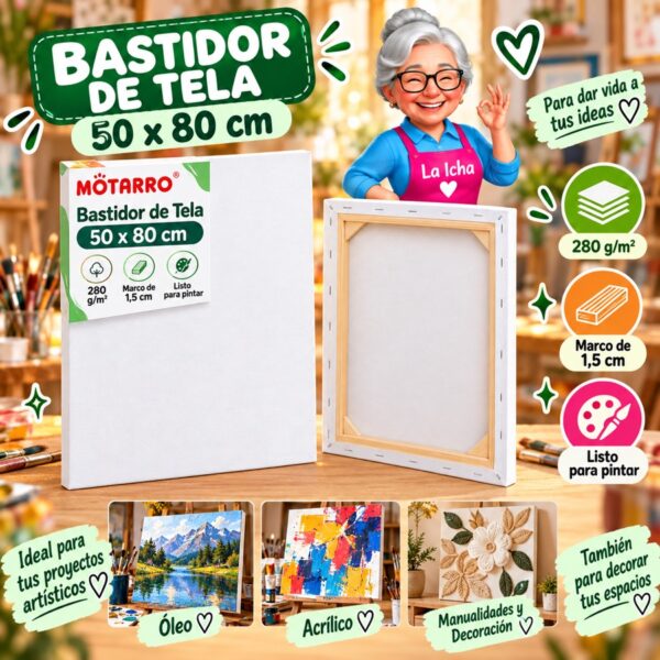 RI-0006060 Bastidor de Tela Blanco Motarro 50 x 80 cm