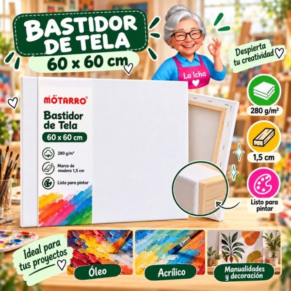 RI-0006062 Bastidor de Tela Blanco Motarro 60 x 60 cm