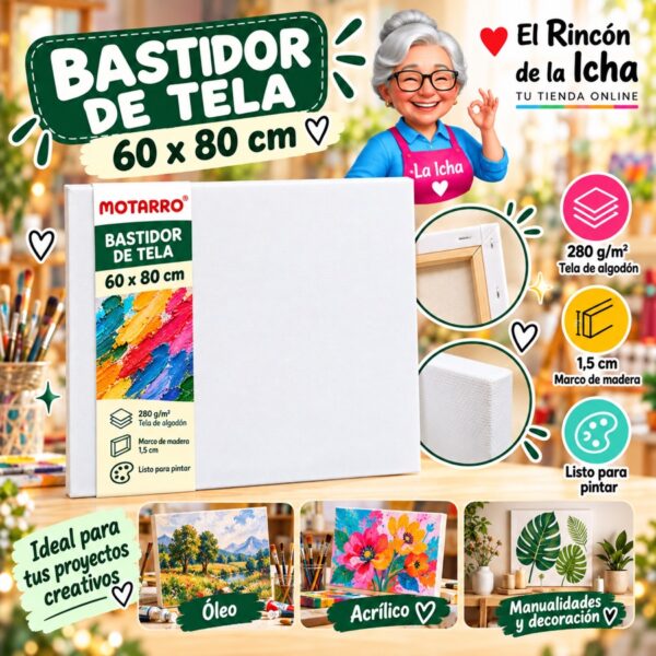 RI-0006063 Bastidor de Tela Blanco Motarro 60 x 80 cm