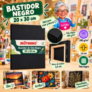 RI-0006072 Bastidor de Tela Negro Motarro 20 x 30 cm