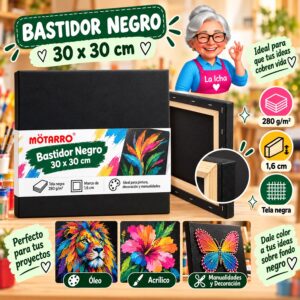 RI-0006075 Bastidor de Tela Negro Motarro 30 x 30 cm