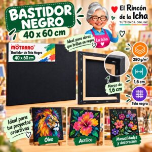 RI-0006077 Bastidor de Tela Negro Motarro 40 x 60 cm