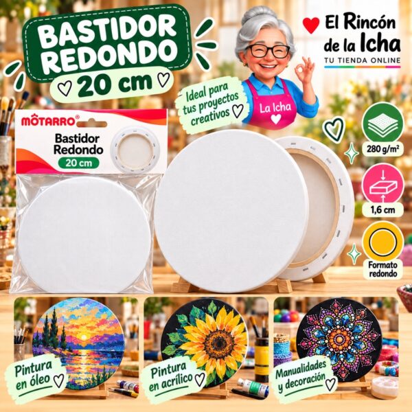 RI-0006083 Bastidor de Tela Redondo Motarro 20 cm