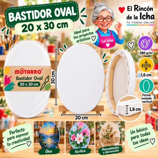 RI-0006088 Bastidor de Tela Oval Motarro 20 x 30 cm
