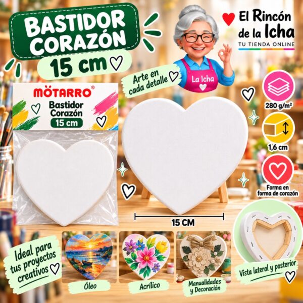 RI-0006091 Bastidor de Tela Corazón Motarro 15 cm