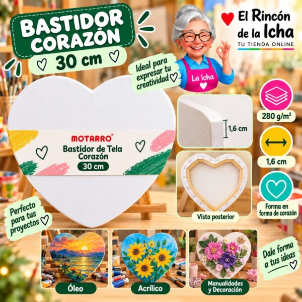 RI-0006093 Bastidor de Tela Corazón Motarro 30 cm