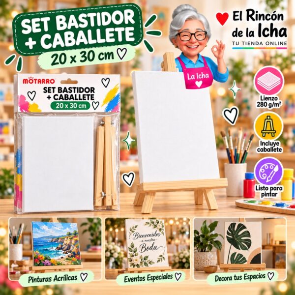 RI-0006098 Set Bastidor con Caballete Motarro 20 x 30 cm