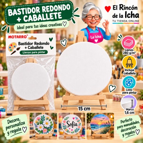 RI-0006099 Set Bastidor Redondo con Caballete Motarro 15 cm