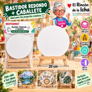Set Bastidor Redondo con Caballete Motarro 20 cm