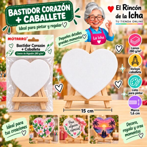 RI-0006101 Set Bastidor Corazón con Caballete Motarro 15 cm