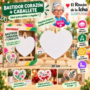 Set Bastidor Corazón con Caballete Motarro 20 cm