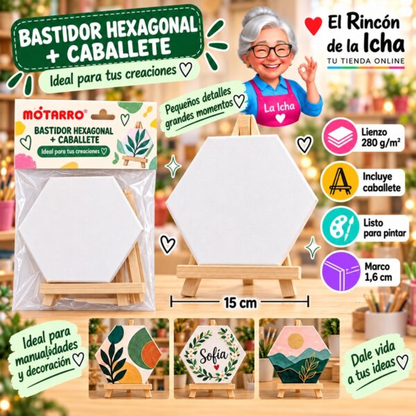 RI-0006103 Set Bastidor Hexagonal con Caballete Motarro 15 cm