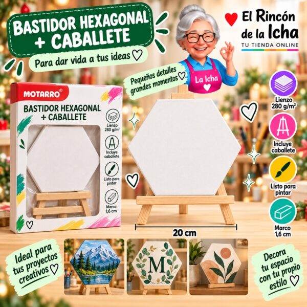 RI-0006104 Set Bastidor Hexagonal con Caballete Motarro 20 cm