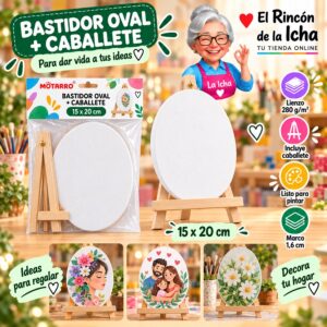 Set Bastidor Oval con Caballete Motarro 15 x 20 cm