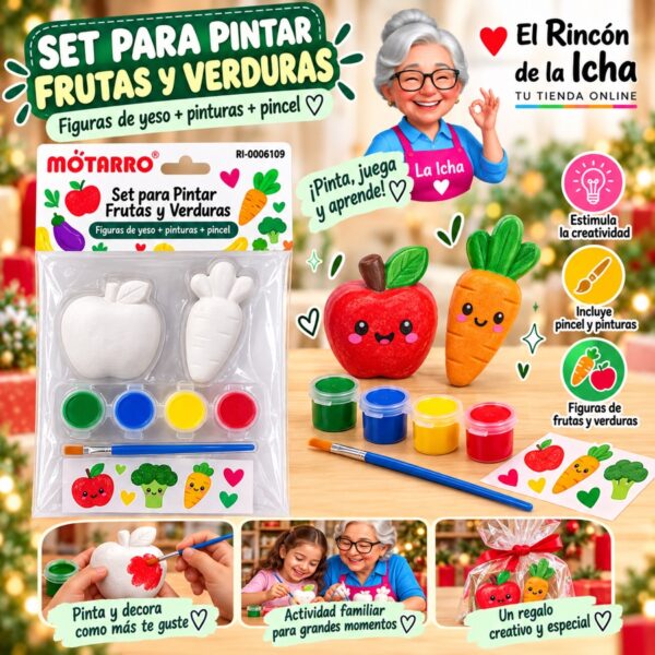 RI-0006109 Set para Pintar Figuras de Yeso Frutas y Verduras Motarro