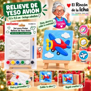 RI-0006115 Set para Pintar Relieve de Yeso Avión con Caballete Motarro 9,6 x 9,6 cm