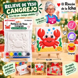 RI-0006120 Set para Pintar Relieve de Yeso Cangrejo con Caballete Motarro 9,6 x 9,6 cm