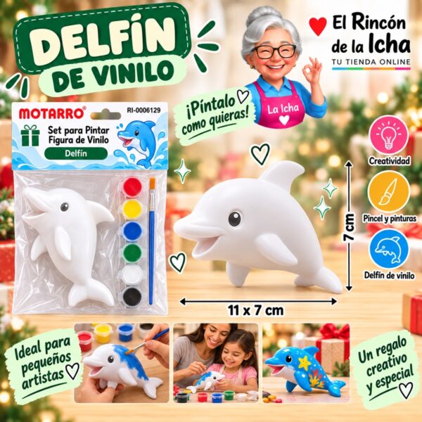 RI-0006129 Set para Pintar Figura de Vinilo Delfín Motarro 11 x 7 cm