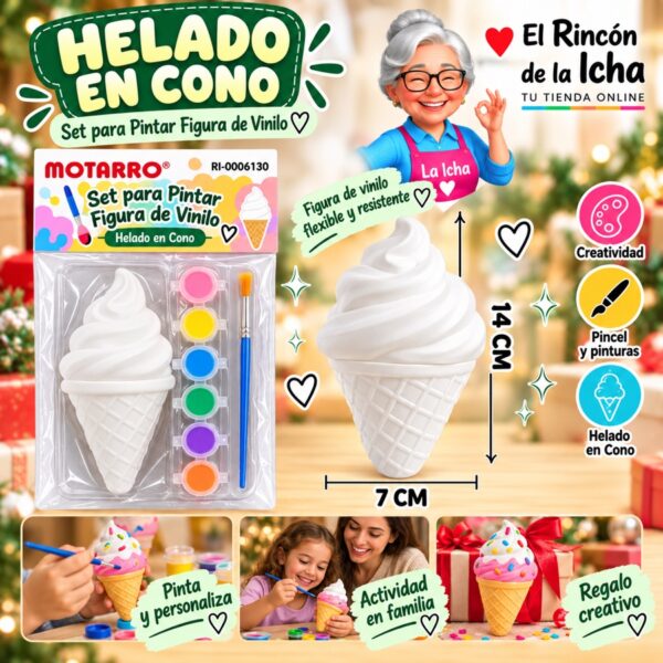 RI-0006130 Set para Pintar Figura de Vinilo Helado en Cono Motarro 14 x 7 cm