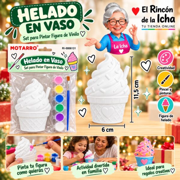 RI-0006131 Set para Pintar Figura de Vinilo Helado en Vaso Motarro 11,5 x 6 cm