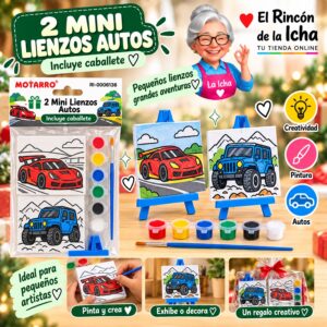 RI-0006136 Set 2 Mini Lienzos con Caballete y Pinturas Autos Motarro