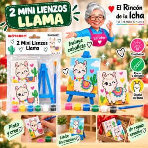 RI-0006137 Set 2 Mini Lienzos con Caballete y Pinturas Llama Motarro