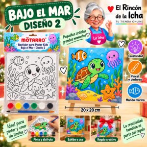 RI-0006139 Bastidor para Pintar Kids Bajo el Mar Motarro 20 x 20 cm Diseño 2