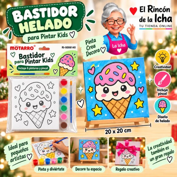 RI-0006140 Bastidor para Pintar Kids Helado Motarro 20 x 20 cm