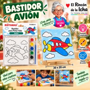 RI-0006141 Bastidor para Pintar Kids Avión Motarro 20 x 20 cm