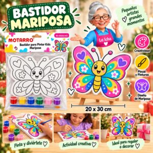 RI-0006143 Bastidor para Pintar Kids Mariposa Motarro 20 x 30 cm