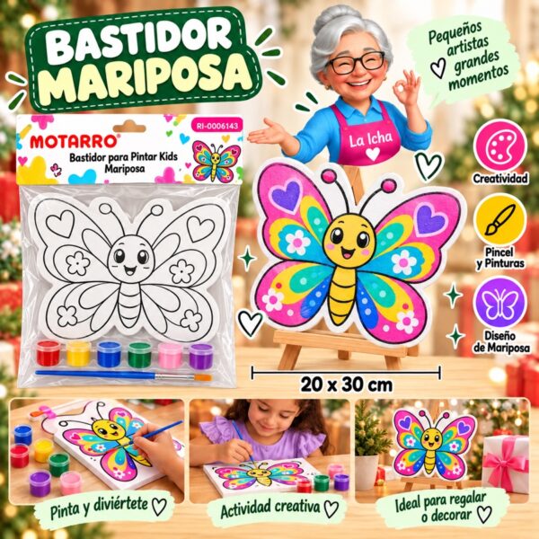 RI-0006143 Bastidor para Pintar Kids Mariposa Motarro 20 x 30 cm