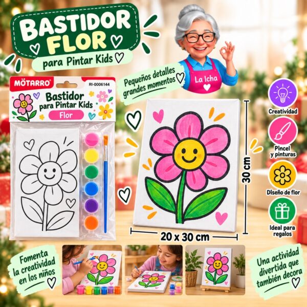 RI-0006144 Bastidor para Pintar Kids Flor Motarro 20 x 30 cm