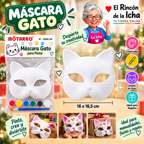 RI-0006146 Set Máscara de Gato para Pintar Motarro 16 x 18,5 cm