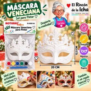 Set Máscara Veneciana para Pintar Motarro 12,5 x 20 cm