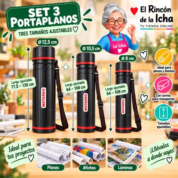 Set 3 Portaplanos Telescópicos Motarro