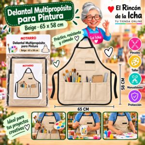 RI-0006154 Delantal Multipropósito para Pintura Motarro Beige 65 x 58 cm