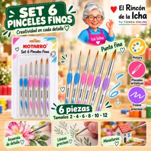 RI-0006158 Set 6 Pinceles Finos Motarro Tamaños 2-12