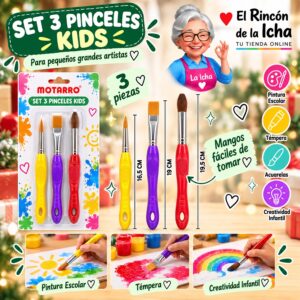 RI-0006162 Set 3 Pinceles Infantiles Motarro Antideslizantes