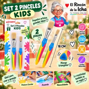Set 2 Pinceles Infantiles Motarro Mango Triangular