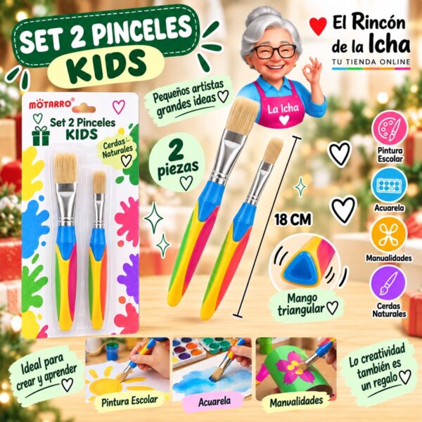 RI-0006163 Set 2 Pinceles Infantiles Motarro Mango Triangular