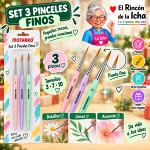 RI-0006165 Set 3 Pinceles Finos Motarro Tamaños 3-7-10