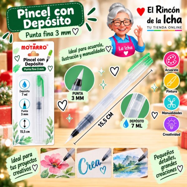 Pincel con Depósito Motarro Punta 3 mm 15,5 cm