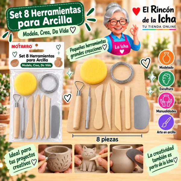 RI-0006174 Set 8 Herramientas para Arcilla Motarro