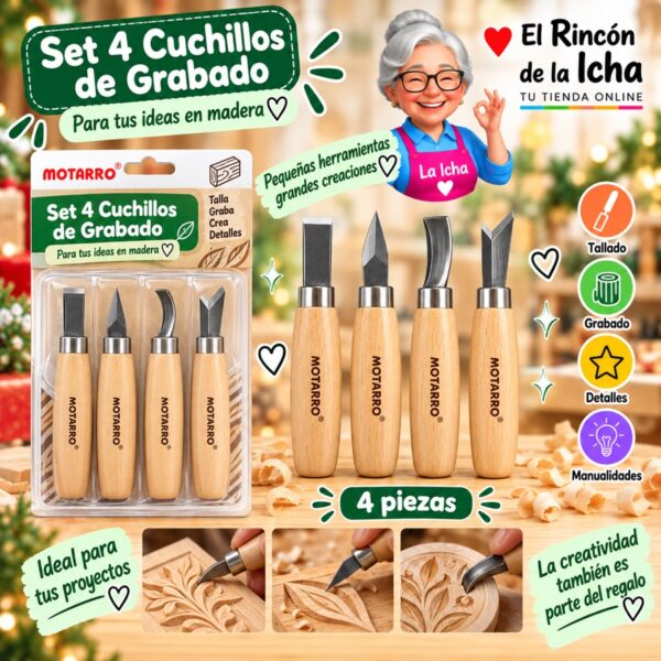 RI-0006175 Set 4 Cuchillos de Grabado Motarro