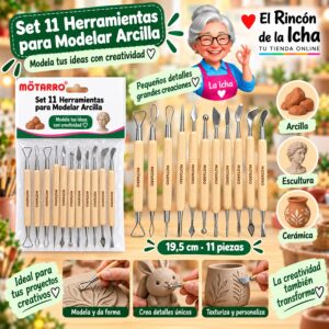 Set 11 Herramientas para Modelar Arcilla Motarro 19,5 cm