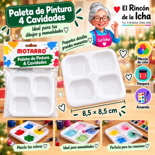 Paleta de Pintura Motarro 4 Cavidades 8,5 x 8,5 cm